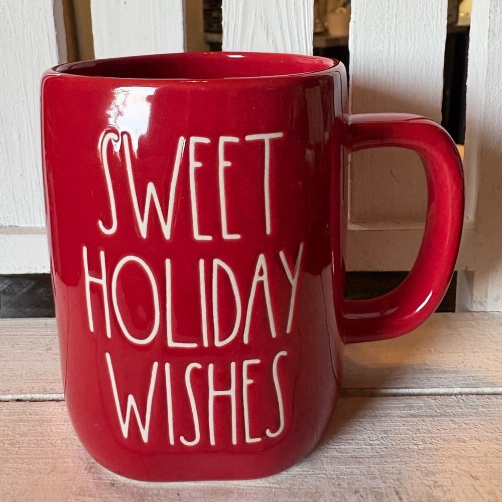 Red Rae Dunn Holiday Mug with Sweet Holiday Wishes